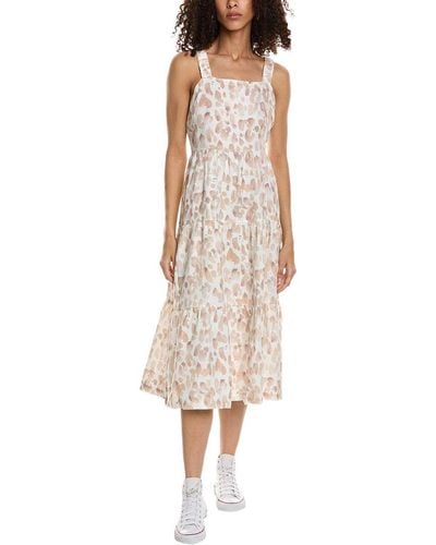 Bella Dahl Scrunch Strap Tiered Linen Midi Dress - White