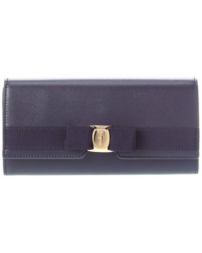 Ferragamo Ferragamo Vara Bow Leather Continental Wallet - Purple