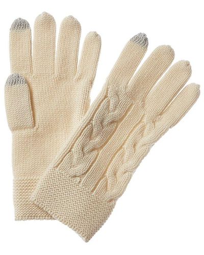 Forte Luxe Cable Wool-blend Gloves - Natural