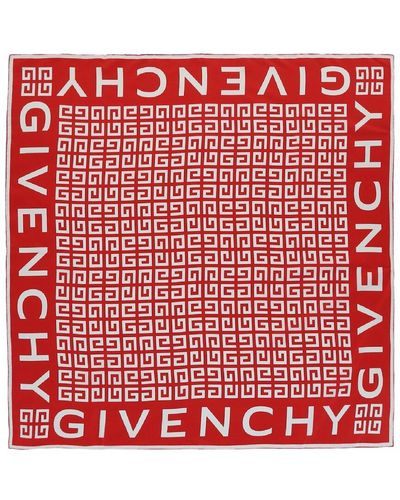 Givenchy 4g Monogram Silk Scarf - Red