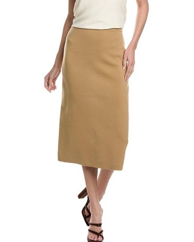 Theory Interlock Wool-blend Pencil Skirt - Natural
