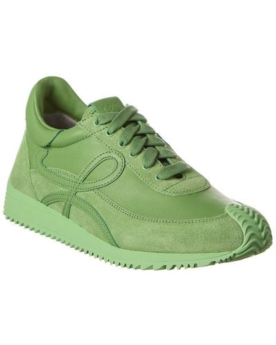 Loewe Flow Runner Leather & Suede Sneaker - Green