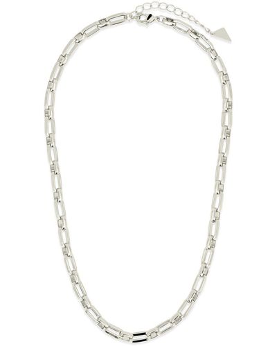 Sterling Forever Rhodium Plated Elara Bold Paperclip Chain Necklace - White