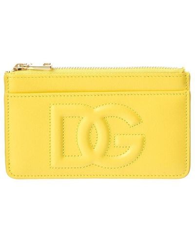 Dolce & Gabbana Dg Logo Medium Leather Card Holder - Yellow