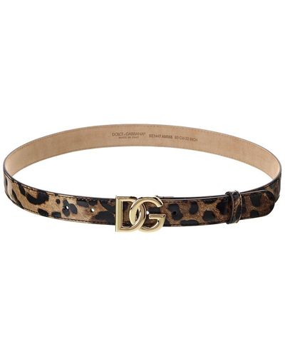 Dolce & Gabbana Brown Calfskin Leather Gold Metal Buckle Belt