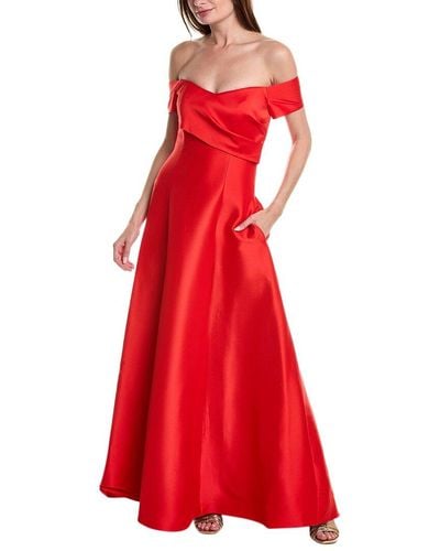 Badgley Mischka Off-The-Shoulder Gown - Red