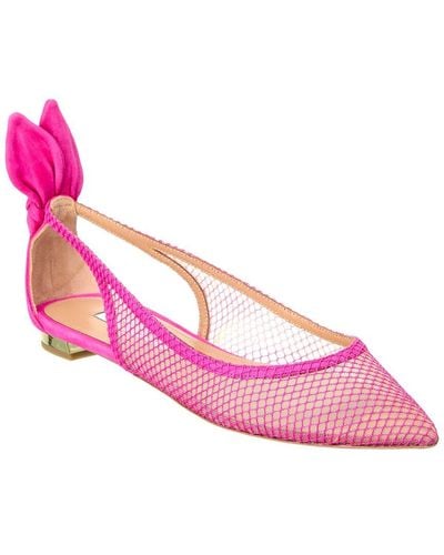 Aquazzura Bow Tie Mesh & Suede Ballet Flat - Pink