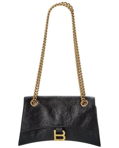 Balenciaga Crush Small Leather Shoulder Bag - Black