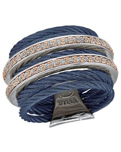 Alor Classique 18k Rose Gold 0.38 Ct. Tw. Diamond Cable Ring - Blue
