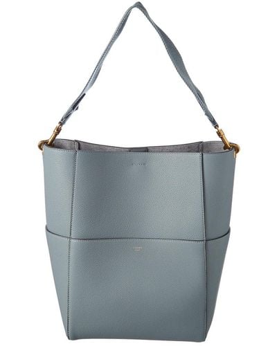 Celine Céline Sangle Leather Bucket Bag - Blue