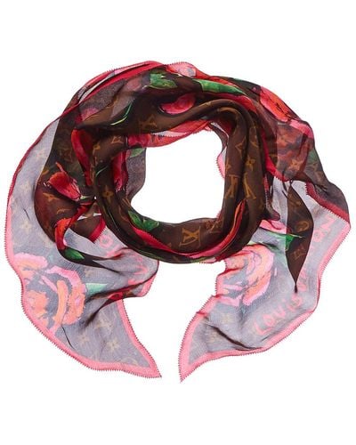 Louis Vuitton Silk LV Monogram Scarf - Red Scarves and Shawls, Accessories  - LOU791014