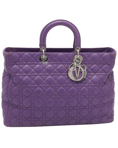 Dior Cannage Leather Soft Lady Tote (Authentic Pre-Owned) - Purple
