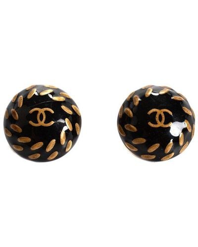 Chanel Tone Round Cc Clip-On Earrings, Nwt (Authentic Pre-Owned) - Black