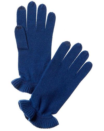 Forte Ruffle Cashmere Gloves - Blue
