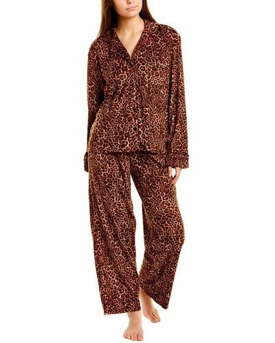Donna Karan Sleepwear 2pc Signature Pajama Top & Pant Set - Red