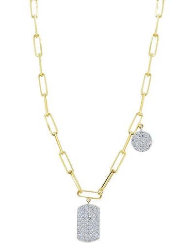 Meira T 14k 0.14 Ct. Tw. Diamond Paperclip Charm Necklace - Metallic