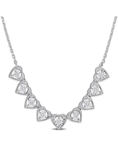 Rina Limor 14k 0.24 Ct. Tw. Diamond Heart Station Necklace - Metallic