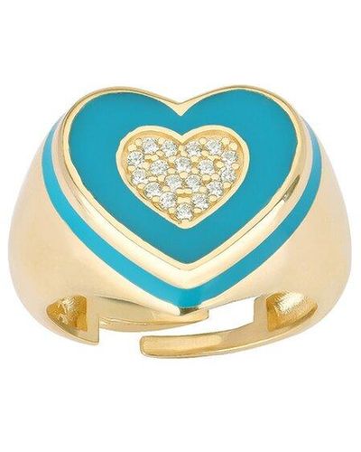 Gabi Rielle Love Is Declared 14k Over Silver Crystal Heart Ring - Blue