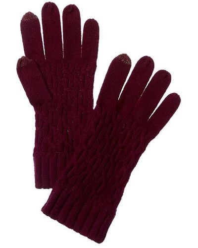 Forte Cable Texture Stitch Cashmere Gloves - Red