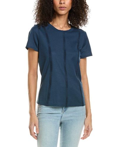 Bobeau Lace Panelled Top - Blue