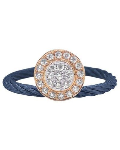 Alor Classique 18k Rose Gold 0.16 Ct. Tw. Diamond Cable Ring - Blue