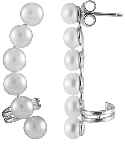 Splendid Silver 5.5-6mm Freshwater Pearl Drop Earrings - White