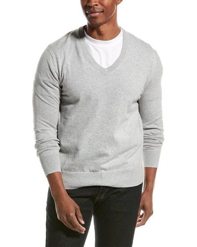Brooks Brothers Jersey V-neck Sweater - Gray