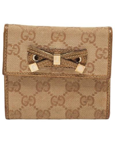 Gucci Canvas & Leather Princy Trifold Wallet (Authentic Pre-Owned) - Brown