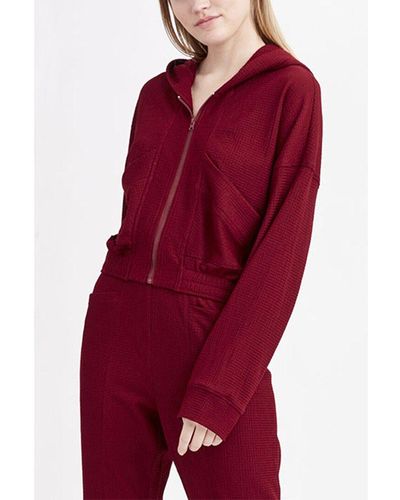 BCBGeneration Knit Zip Front Hoodie - Red