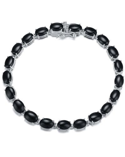 Genevive Jewelry Silver Cz Tennis Bracelet - Black
