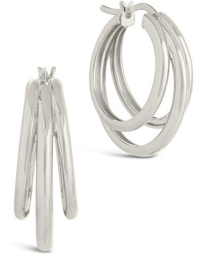Sterling Forever Rhodium Plated Penelope Stacking Statement Hoops - White