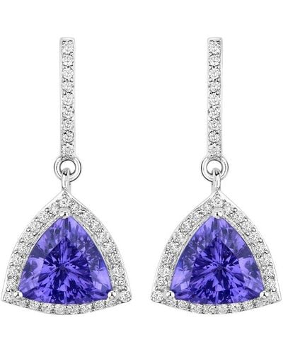 Diana M. Jewels Fine Jewellery 14k 3.86 Ct. Tw. Diamond & Tanzanite Dangle Earrings - Blue