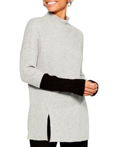 NIC+ZOE Nic+zoe Cozy Up Textured Turtleneck Sweater - Gray