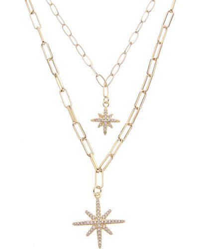 Juvell 18K Plated Cz Link Charm Necklace - White