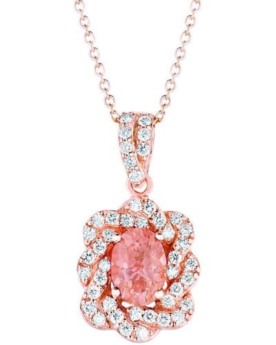 Le Vian 14k Rose Gold 0.88 Ct. Tw. Diamond & Morganite Pendant Necklace - Multicolor