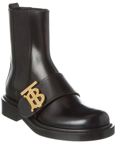 Burberry Monogram Leather Boot - Black