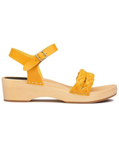 Swedish Hasbeens Tanja Leather Clog Sandal - Yellow
