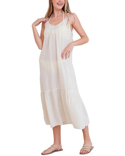 Bella Dahl Cami Shirred Beach Linen-Blend Dress - White