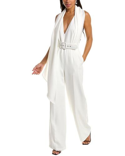 Orla Sleeveless Jumpsuit with Wide Leg Pleated Detail in White | ikrush
