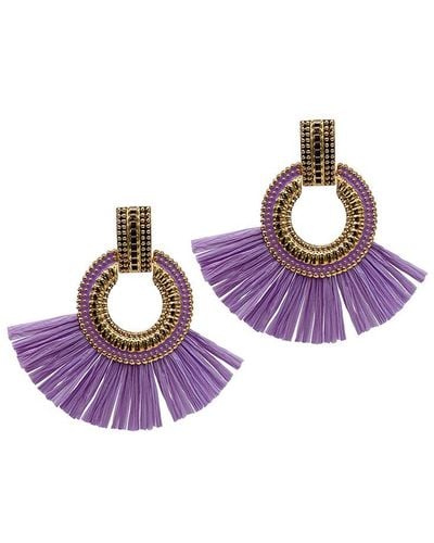 Adornia 14k Plated Mixed Media Earrings - Purple