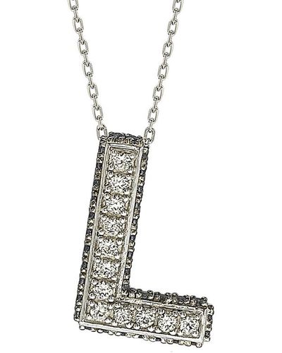 Suzy Levian Silver 0.77 Ct. Tw. Gemstone Initial Necklace (a-z) - White