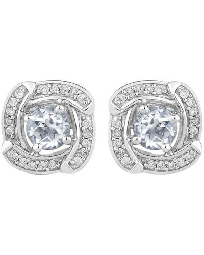 Diana M. Jewels Fine Jewellery 14k 0.56 Ct. Tw. Diamond & Aquamarine Studs - White