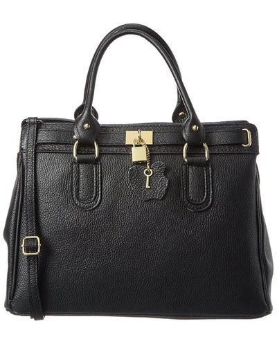 Italian Leather Square Bag with Gold Chain Black main image 0