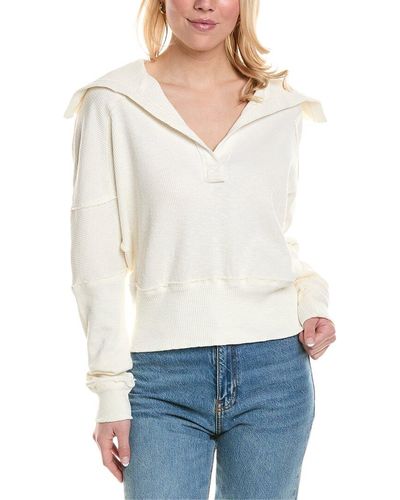 Free People Not So Ordinary Polo Pullover - White
