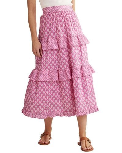 Boden Tie Waist Tiered Maxi Skirt - Pink