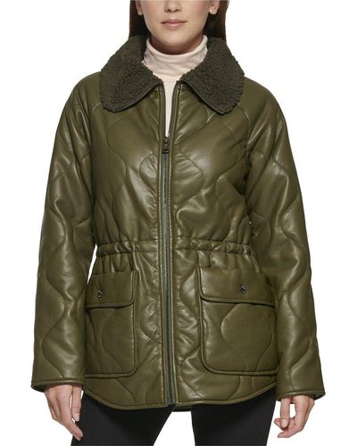 Kenneth Cole Onion Quilted Coat - Green