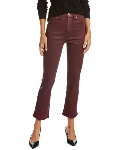 7 For All Mankind High-waisted Slim Kick In Coated Ruby Rust - Red