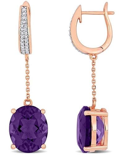 Rina Limor 14k Rose Gold 8.16 Ct. Tw. Diamond & Amethyst Earrings - Purple
