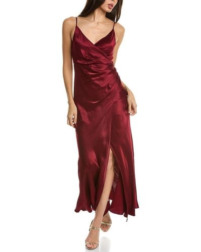 Dress Forum Surplice Ruched Maxi Dress - Red