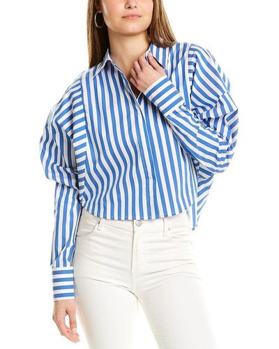 Gracia Stripe Shirt Top - Blue